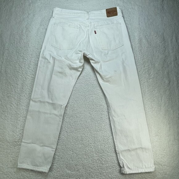 Levis 501 Jeans Womens 30x28 White Button Fly Straight Leg Distressed High Rise - Picture 3 of 12